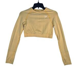 Gym Shark Gym Crop Top Long Sleeve Yellow Size Tag Missing